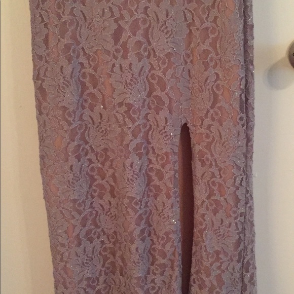 Grey/Silver and Beige Floor Length Formal Dress - Picture 4 of 5